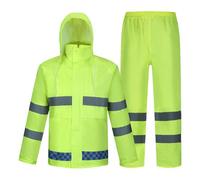 Naqqios Chubasquero transpirable para hombre con rayas reflectantes, pantalones de lluvia cómodos y duraderos para mujer, hombre, trabajo, Tela Oxford 150D verde fluorescente, 175