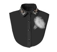 Naqqios Cuello Falso | Cuello Desmontable Falso con Piedras en, Solapa Media Camisa,para Las Niñas Casa Viaje El Trabajo La Noche La Reunión El Cumpleaños, Negro, Se référer au descriptif