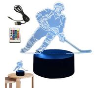 Naqqios Ilusión Luz Nocturna - Dormitorio Lámpara De Hockey Hockey Sobre Hielo Ilusión 3 D Luz Nocturna Juguetes Efecto Ilusión, 16 Colores Cambian Inteligentemente