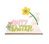 Naqqios Letrero De Mesa De Pascua Feliz - Decoración De Mesa De Pascua Feliz, Decoración De Letrero De Conejito De Flores De Pascua De Madera | Art Craft Decor Holiday Favor, Centros De Mesa