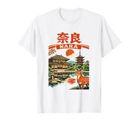 Nara Japón Templo Ciervo Vintage Travel Graphic Camiseta