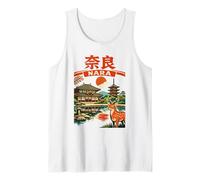 Nara Japón Templo Ciervo Vintage Travel Graphic Camiseta sin Mangas