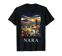 Nara Japón Templo Pagoda Ciervo Montaña Paisaje Diseño Camiseta