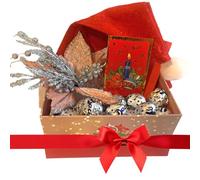 NARAMAKI® Baci Perugina - Caja rectangular + 300 g de chocolate perugina + sombrero de Navidad + tarjeta de felicitación + rama estrella (caja + sombrero) Navidad 2024