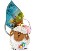 NARAMAKI Idee Regalo per Pasqua 2024 - Cesto Pasquale in Feltro + Uovo Gold Bunny 25Gr + 2 Uova Decorative Appendibili (PECORELLA)