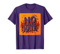 Naranja Anti Bullying No Place For Odio Declaración Camiseta, Hombre, Morado, S