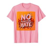 Naranja Anti Bullying No Place For Odio Declaración Camiseta, Hombre, Rosado, XXL
