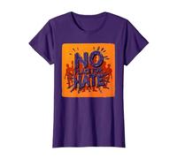 Naranja Anti Bullying No Place For Odio Declaración Camiseta, Mujer, Morado, XL