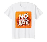 Naranja Anti Bullying No Place For Odio Declaración Camiseta, Niños, Blanco, 3 años