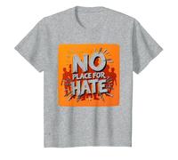 Naranja Anti Bullying No Place For Odio Declaración Camiseta, Niños, Gris Jaspeado, 3 años