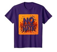 Naranja Anti Bullying No Place For Odio Declaración Camiseta, Niños, Morado, 6 años