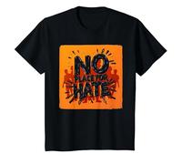 Naranja Anti Bullying No Place For Odio Declaración Camiseta, Niños, Negro, 8 años