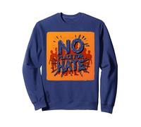 Naranja Anti Bullying No Place For Odio Declaración Sudadera, Unisex para Adultos, Azul Marino, XL