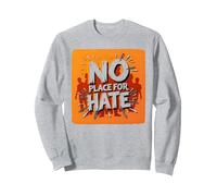 Naranja Anti Bullying No Place For Odio Declaración Sudadera, Unisex para Adultos, Gris Jaspeado, XL
