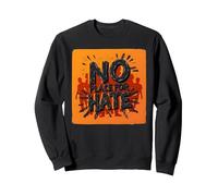Naranja Anti Bullying No Place For Odio Declaración Sudadera, Unisex para Adultos, Negro, L