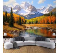 Naranja Fotomurales Decorativos Pared Papel Pintado Paisajes Naturales 200×140cm Murales Pared HD Moderno Montañas, Hojas De Otoño, Lago 3D Impresión Del Arte Oficina Tv De Fondo Fotomurales