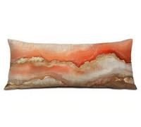 Naranja Fundas Almohada 60x180 cm Funda de Almohada Patrón de mármol Cojines Cama Terciopelo Suave Mejorar la Calidad del Sueño, con Cremallera Invisible Funda de Cojín, Decoración del Hogar R-6034