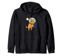 Naranja Gato Astronauta Espacio Animal Amante Luna Mamá Papá Niños Sudadera con Capucha