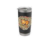 Naranja Gato Flores Jardinería Gatito Jengibre Gatos Vaso térmico de acero inoxidable de doble pared