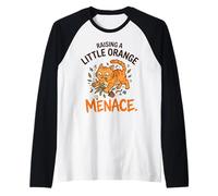 Naranja Gato Mamá Raising A Little Orange Menace Camiseta Manga Raglan