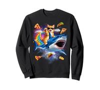 Naranja Gato Montando Tiburón Pizza Taco Rainbow Espacio Divertido Sudadera