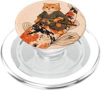 Naranja Gato Samurai Koi Peces Japonés Arte Ilustración PopSockets PopGrip para MagSafe