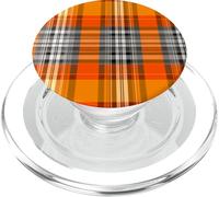 Naranja Gris Tartán Plaid Seamless Pattern PopSockets PopGrip para MagSafe