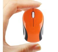 (Naranja) Lindo mini ratón inalámbrico de 2,4 GHz USB portátil óptico ratón ergonómico para juegos de
