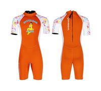 Naranja,M,Traje de Neopreno Shorty 1,5 mm para Niños y Niñas, Traje de Una Pieza de Manga Corta con Cremallera Trasera, Traje Térmico con Protección Solar UPF 50+ para Surf, Natación y Snorkel