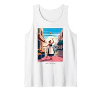 Naranja Mujer Sol Italia Mercado Alegría Energía Citrus Camiseta sin Mangas