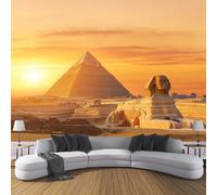 Naranja Murales Decorativos Pared Papel Pintado Panorámico Arquitectura Del Antiguo Egipto 400×280cm Póster Gigante de Pared Personalizado 3DPuesta De Sol Egipcia Para Salón o Dormitorio Comedores