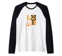 Naranja Paz Amor Vibes Naranja Gráfico Camiseta Manga Raglan