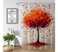 Naranja Quemado Cortina de Ducha para Baño,Cortina Ducha 160x200cm Árbol,Cortinas de Baño con 12 Anillas,Dobladillo Ponderado,Lavable,Impermeable,Fácil Limpiar,Shower Curtain,para Duchas,Bañeras Z-84