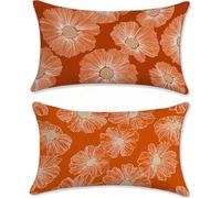 Naranja Quemado Funda Cojin 50x80cm Fundas Cojines Sofa Lino Fundas Cojines Exterior Impermeable Flor Funda Almohada Decorativos Exterior Jardin Juego de 2 Rectangular para Cama Cojin Salon u-13459