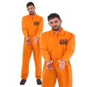 Naranja Traje de Caldera Preso Convicto Mono Adulto Disfraz para Hombre