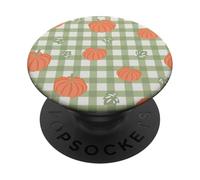 Naranja y Negro Halloween Calabaza Gingham Lindo Patrón de Otoño PopSockets PopGrip Adhesivo