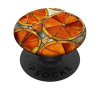 Naranjas en rodajas manchadas cítricos patrón botánico PopSockets PopGrip Adhesivo