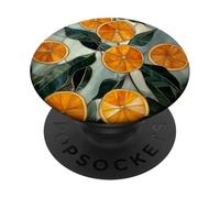 Naranjas en rodajas manchadas cítricos patrón botánico PopSockets PopGrip Adhesivo