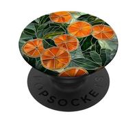 Naranjas en rodajas manchadas cítricos patrón botánico PopSockets PopGrip Adhesivo