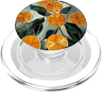 Naranjas en rodajas manchadas cítricos patrón botánico PopSockets PopGrip para MagSafe