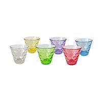 NARCISO 12 vasos de agua de cristal multicolor elegantes y refinados para uso diario, juego de vasos de agua y vino, Coca Cola, vaso de 250 ml, colores surtidos estilo burbuja (burbuja)