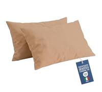 NARCISO Juego de 2 fundas de almohada de 50 x 80 cm, 100% algodón, antiácaros e hipoalergénicas, para almohadas estándar y cervicales, fabricadas en Italia y con certificado Oekotex (arena)