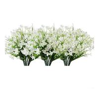 Narcisos artificiales, paquete de 8 flores de plástico sintético con detalles realistas para el hogar, oficina, boda, jardín, mesa y jarrón (blanco)