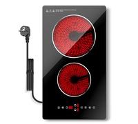 Nardea Placa Vitroceramica 2 Fuegos 30cm, 3000W Placas Cocina Construido con Enchufe, Placa Vitrocerámica con 9 Posiciones de Calor, Bloqueo de Seguridad, Cronómetro, Mandos Táctiles