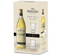 NARDINI AQUAVITA DI PURA VINACCIA DOPPIA RETTIFICA RISERVA BASSANO 70 CL 50% CONFEZIONE CON DUE BICCHIERI