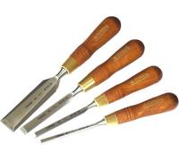Narex Juego de 4 cinceles de madera biselados de con mangos de madera teñida