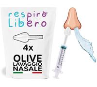 Nariz limpia lavado nasal niños con aceitunas nasales para lavados recién nacidos sin jeringa para lavados nasales niños, lavado nasal adulto solución fisiológica, ducha nasal Made in Italy iPiccoli®