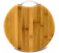 NARMA® Round Woden - Tabla de cortar multiusos de bambú natural con asa para cortar carne, verduras, queso, pan, ecológico, fácil agarre para chef, bandeja de 30 a 34 cm (tabla de cortar de 32 cm)