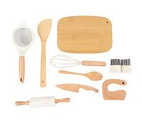 Naroote 10 Piezas de Juguetes de Accesorios de Cocina de Juego de Madera, Utensilios de Cocina de Simulación, Juego de Utensilios de con Tabla de Cortar, Cuchara, Rodillo, para