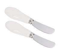 Naroote 2 Uds Esparcidor de Mantequilla, Cuchillo de Queso de Acero Inoxidable Apto para Lavavajillas, Cuchillo de Mantequilla con de Cerámica para Mermelada, de maní y Pasteles (WHITE)
